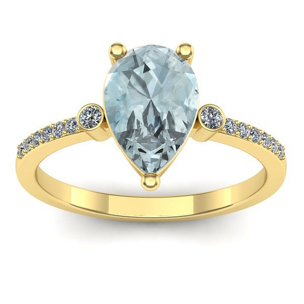 Inel logodna cu aquamarin lacrima
