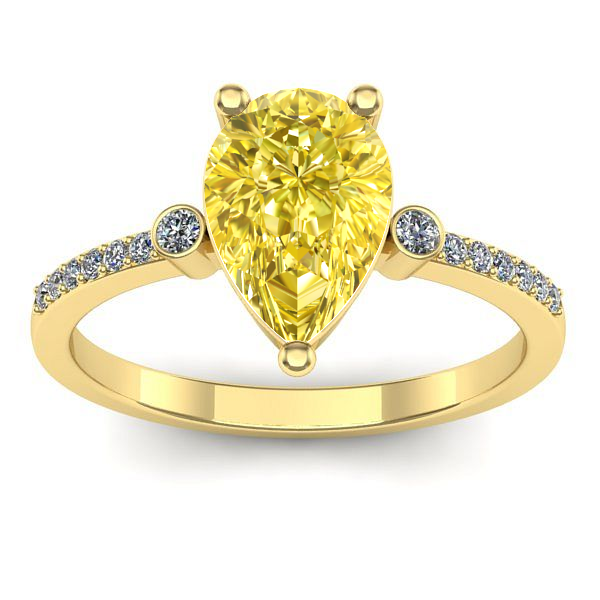 Inel logodna cu safir galben lacrima