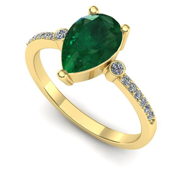 Inel logodna din aur galben cu smarald