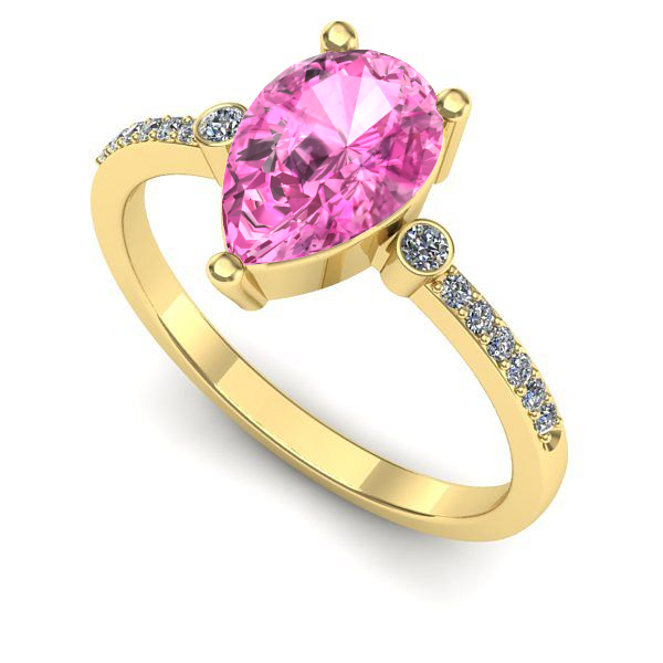 Inel de logodna din aur galben cu safir roz