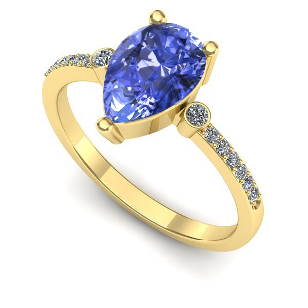 Inel logodna din aur galben cu tanzanit