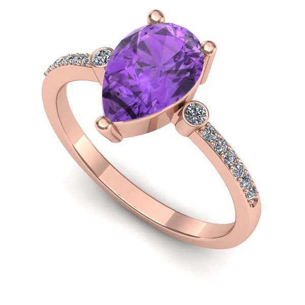 Inel de logodna din aur roz cu ametist