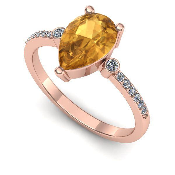 Inel din aur roz cu citrin