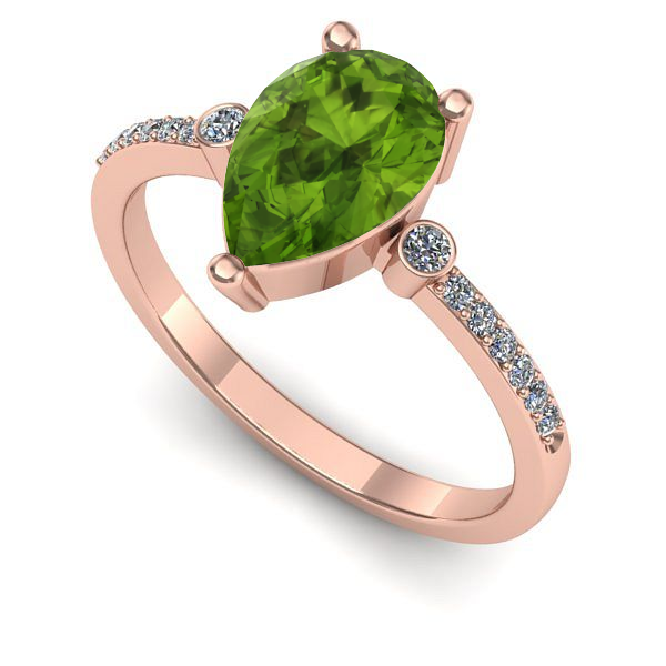 Inel de logodna din aur roz cu peridot