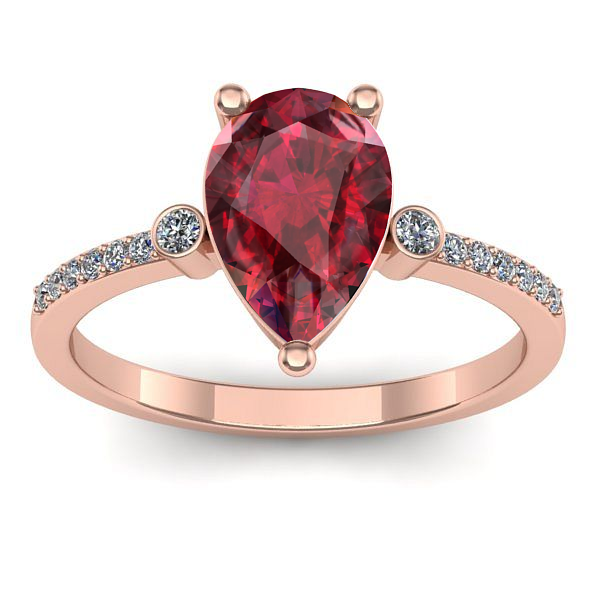 Inel logodna cu rubin lacrima
