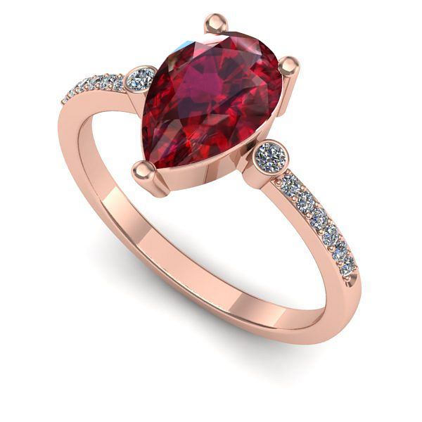 Inel logodna din aur roz cu rubin