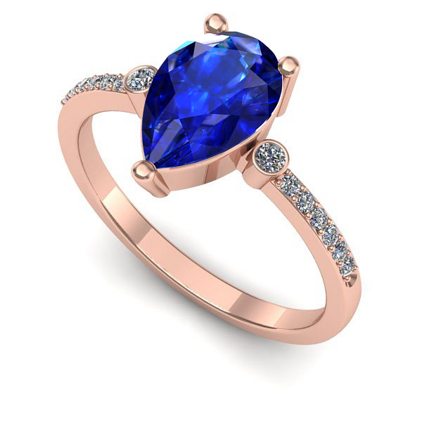 Inel logodna din aur roz cu safir