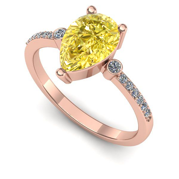 Inel din aur roz cu safir galben