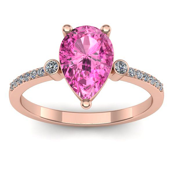 Inel de logodna cu safir roz lacrima