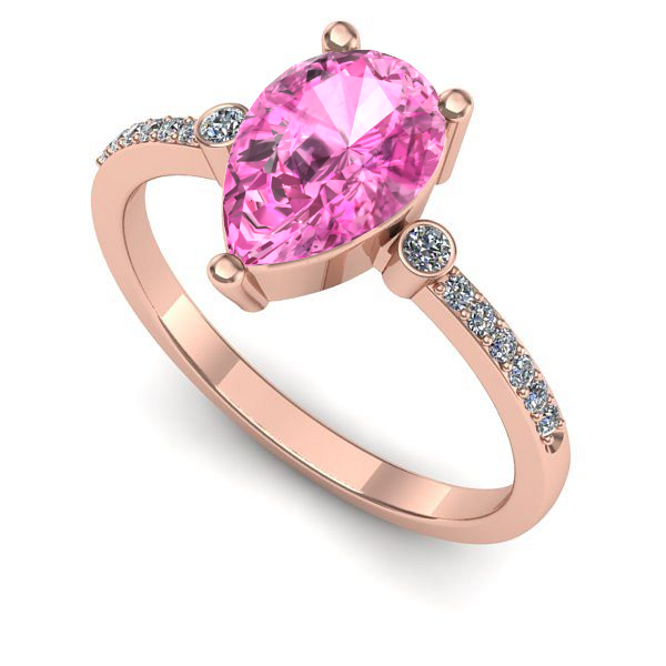 Inel logodna din aur roz cu safir roz