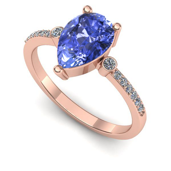 Inel logodna din aur roz cu tanzanit