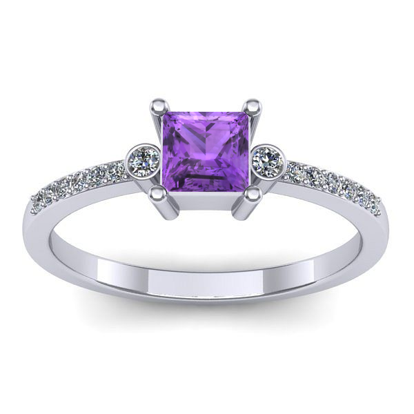 Inel cu ametist patrat