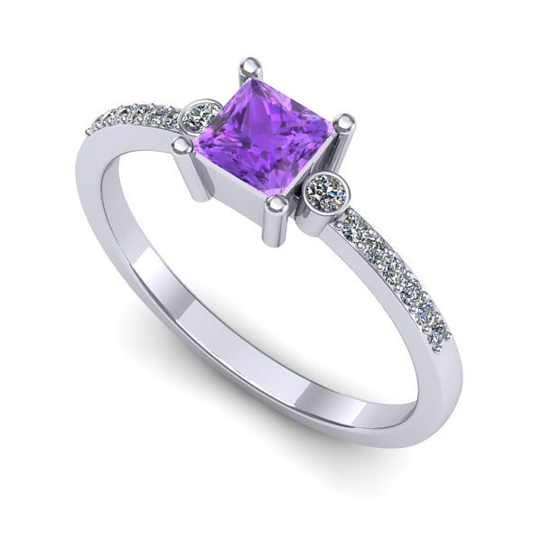 Inel de logodna din aur alb cu ametist