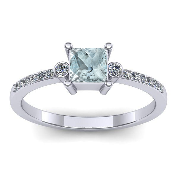 Inel cu aquamarin patrat