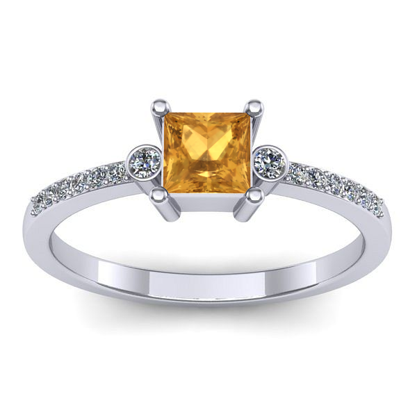 Inel cu citrin patrat