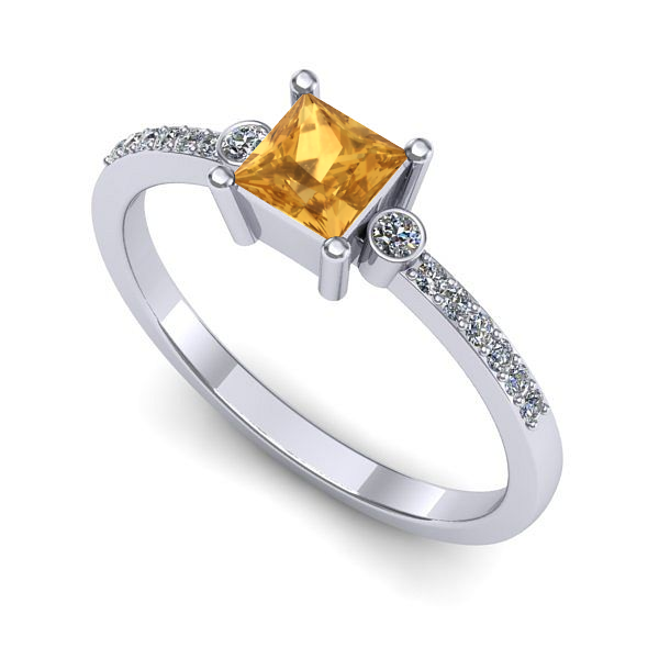 Inel din aur alb cu citrin