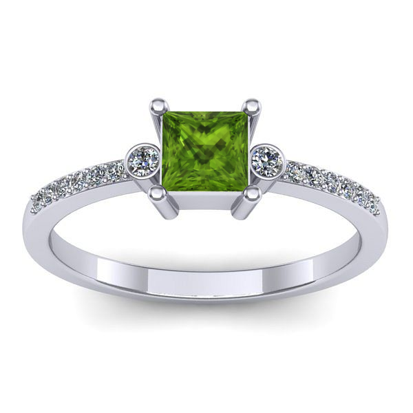 Inel logodna cu peridot patrat