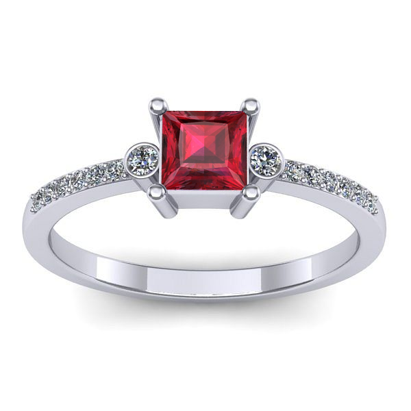 Inel logodna cu rubin patrat