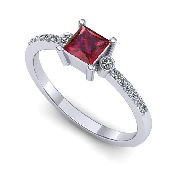 Inel din aur alb cu rubin