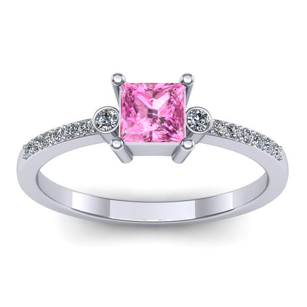 Inel de logodna cu safir roz patrat