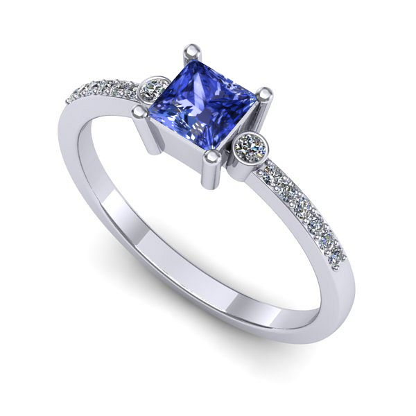 Inel din aur alb cu tanzanit