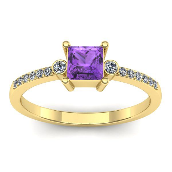 Inel cu ametist patrat