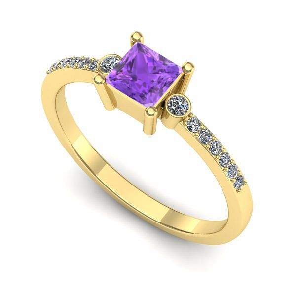 Inel de logodna din aur galben cu ametist