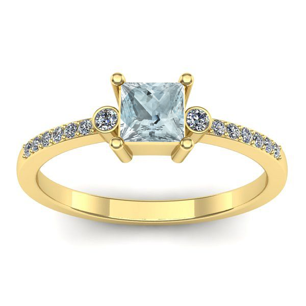 Inel cu aquamarin patrat