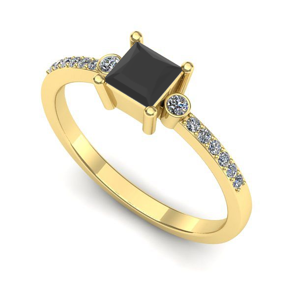 Inel din aur galben cu diamant negru