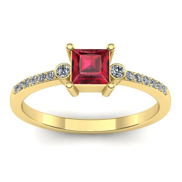 Inel cu rubin patrat