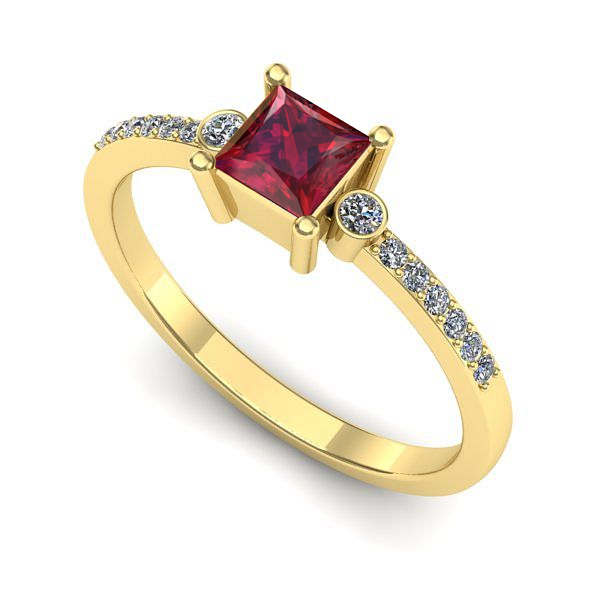 Inel de logodna din aur galben cu rubin