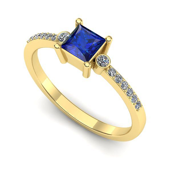 Inel logodna din aur galben cu safir