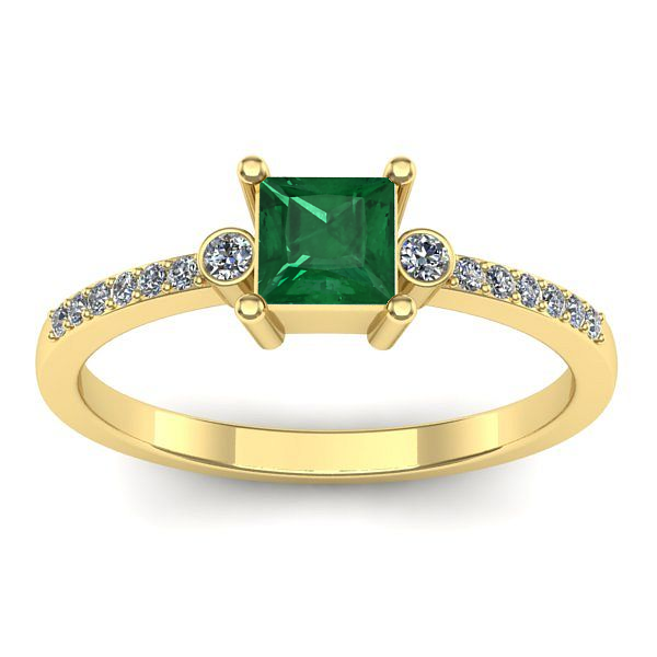 Inel cu smarald patrat