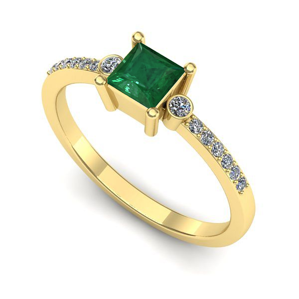 Inel din aur galben cu smarald