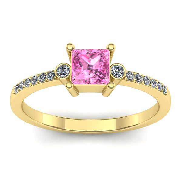 Inel logodna cu safir roz patrat