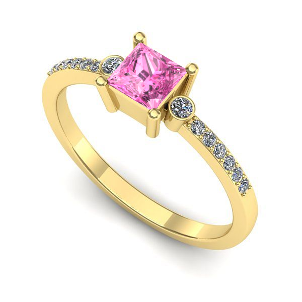 Inel din aur galben cu safir roz