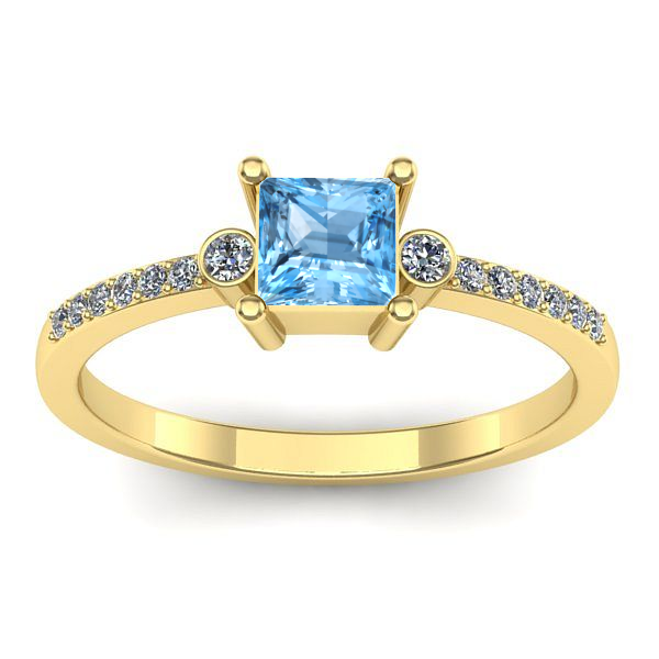 Inel logodna cu topaz blue patrat