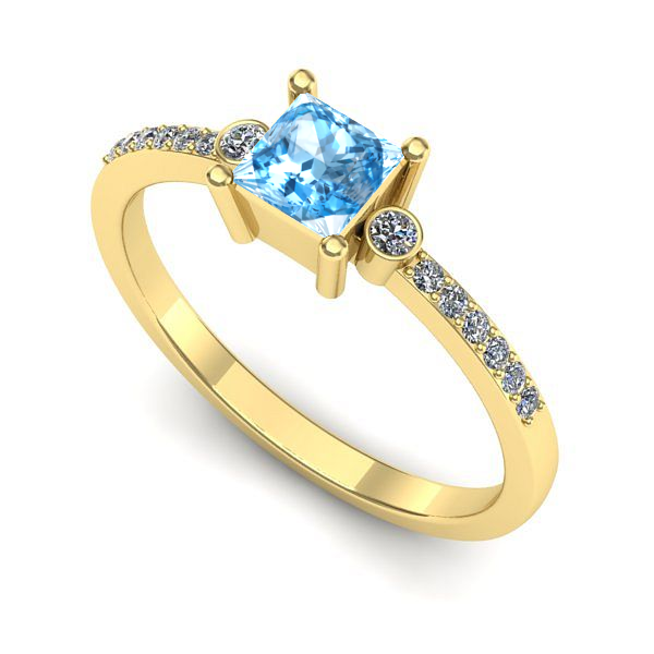 Inel din aur galben cu topaz blue