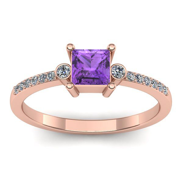 Inel logodna cu ametist patrat