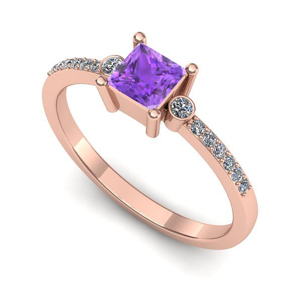 Inel din aur roz cu ametist