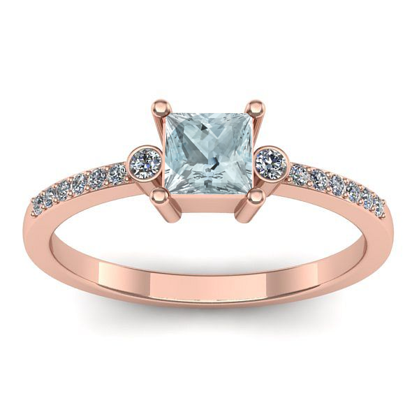 Inel logodna cu aquamarin patrat