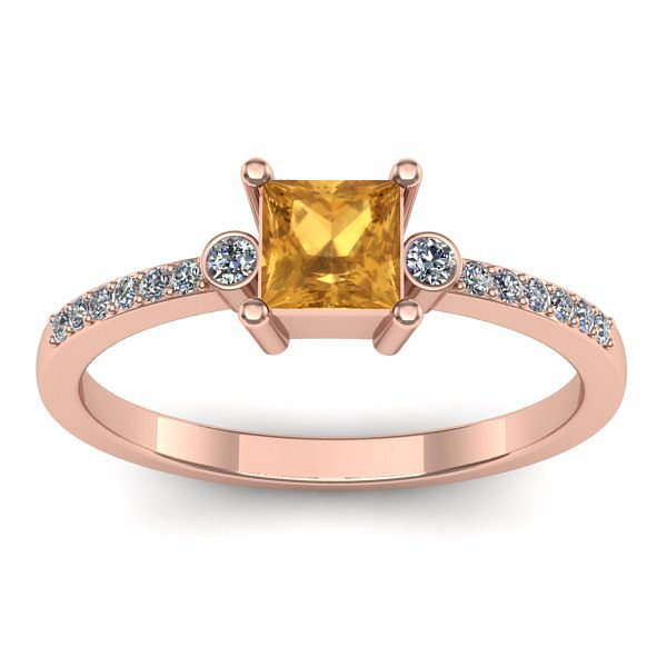 Inel cu citrin patrat