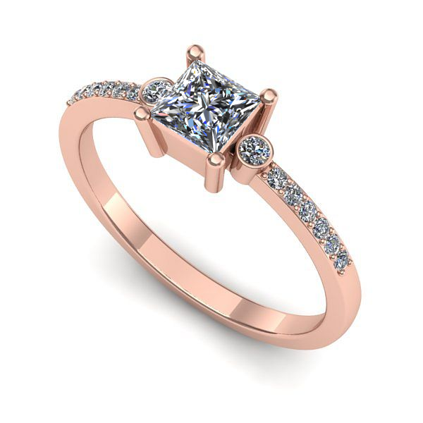 Inel din aur roz cu diamant