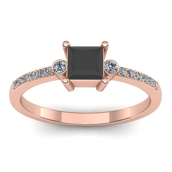 Inel logodna cu diamant negru patrat