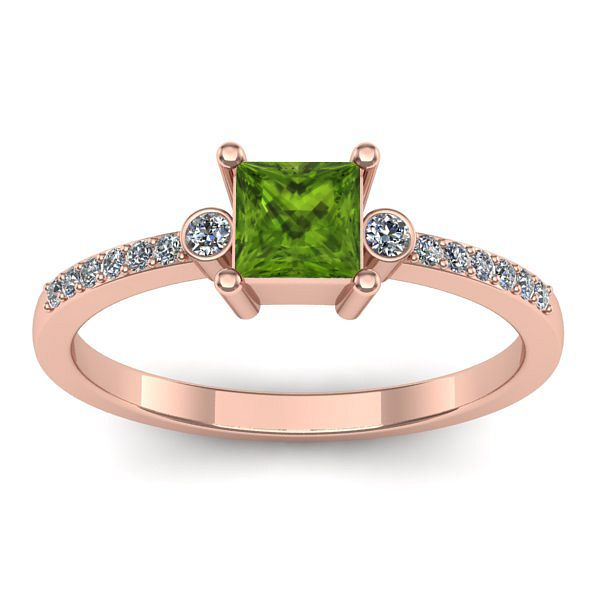 Inel cu peridot patrat