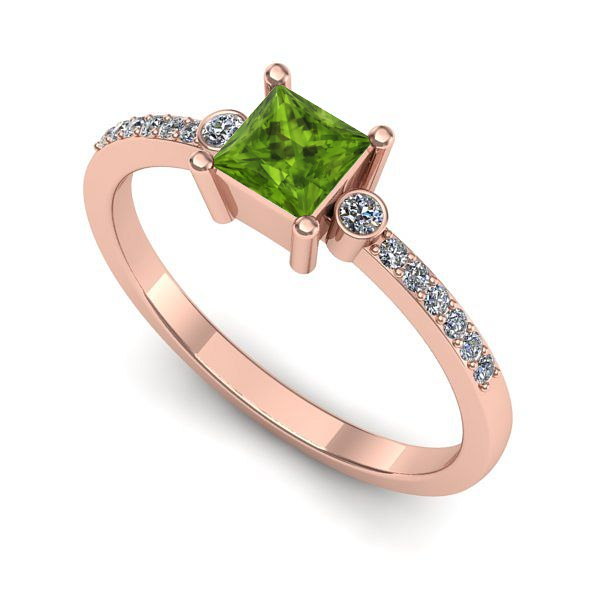 Inel de logodna din aur roz cu peridot