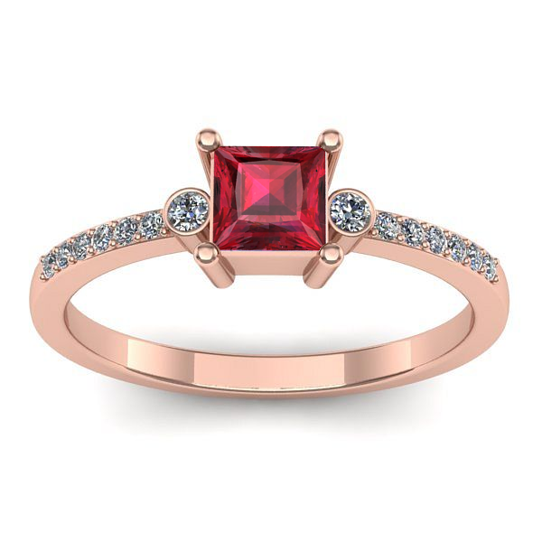 Inel cu rubin patrat