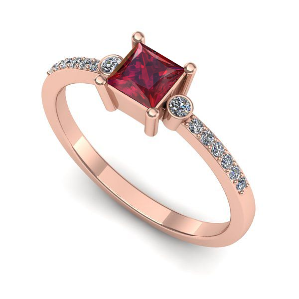 Inel din aur roz cu rubin