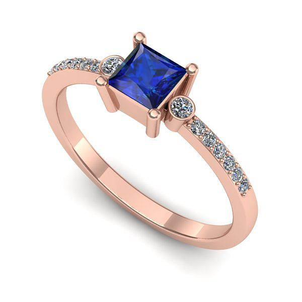 Inel din aur roz cu safir