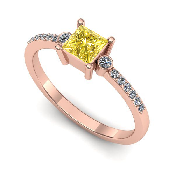 Inel din aur roz cu safir galben